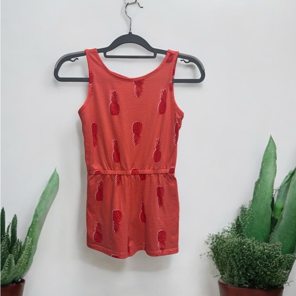 Old Navy Girls Coral Pineapple Shorts Romper Size 10/12